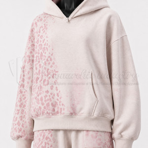 Conjunto Deportivo Personalizado para Mujer, Sudadera con Capucha y Pantalones Anchos con Estampado de Leopardo, Dos Piezas, Ropa Deportiva Informal, Fabricante OEM - Product Image 6