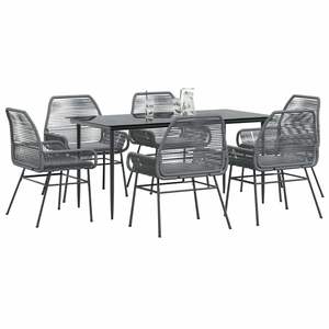 Conjunto de Comedor de Jardín de Ratán PE Gris con Fundas Extraíbles Estándar - Product Image 1