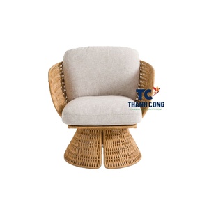 MEILLEURS MEUBLES Fabriqué au Vietnam Nouvelle chaise longue en rotin en bois Fauteuil en rotin et coussins en coton - Product Image 2