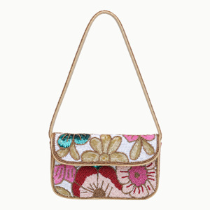 Bolso de Hombro con Cuentas y Patrón Floral, Bolso Bandolera Bohemio para Uso Diario de Mujer - Product Image 1