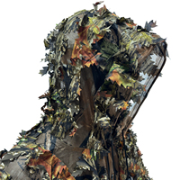 Poncho de camouflage léger pour la chasse en extérieur, l'observation des oiseaux et la faune, motif feuillage 3D, type Ghillie Suit
