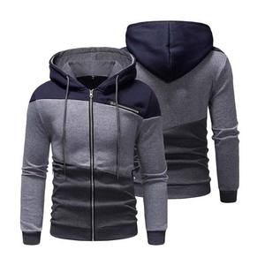 Sudaderas con capucha de color contrastante para hombre en oferta, 100% algodón, forro polar, con cremallera, novedad de invierno, sudaderas casuales para hombre - Product Image 1