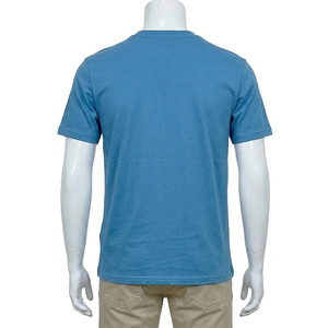 Camiseta de Manga Corta Azul Sólido para Hombre, Cuello Redondo, Corte Regular, Tejido de Punto Informal, 100% Algodón Jersey - Product Image 2