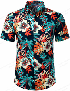 Chemises Hawaïennes Florales Décontractées pour Hommes – Hauts de Plage Boutonnés Anti-Plis Imprimés par Sublimation Respirants Séchage Rapide Écologiques - Product Image 6