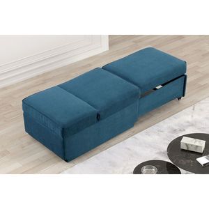 Fauteuil convertible de style contemporain 1 pièce en tissu bleu avec siège de rangement fonctionnel et oreillers pour salon - Product Image 3