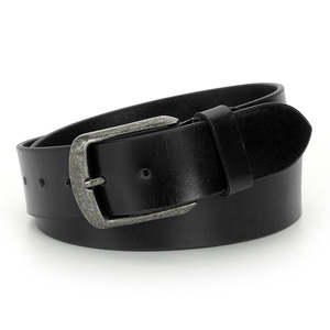 Ceinture décontractée en cuir véritable pour homme, noire, pour jeans ou pantalons, avec boucle à ardillon en laiton argenté antique, toutes tailles disponibles - Product Image 4