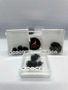 Fournitures d'extensions de cils OEM/ODM : Extensions de cils volume 8D Easy Fan, thermosoudées, faites à la main, à base pointue, noir mat - Product Image 6