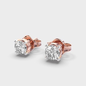 IGI Certified Lab Grown Round Brilliant Diamond Stud <b>Earrings</b> 14K Yellow / White / Rose Gold Solitaire Diamond <b>Earrings</b> - Product Image 2