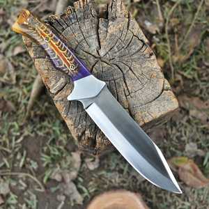 Cuchillo Bowie de Caza de Hoja Fija de Acero 1095 Forjado a Mano, 12 Pulgadas de Longitud Total, Mango de Piña, Hoja con Punta Caída - Product Image 4