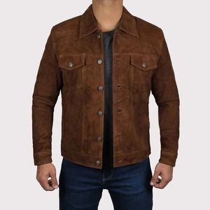 Premium Men's Logan Brown <b>Suede</b> Leather <b>Jacket</b> - Product Image 1