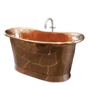 Bañera individual de cobre puro hecha a mano, a precio económico y de mayoreo para villas de lujo. - Product Image 1
