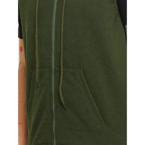 Wholesale Unisex Zipper <b>Hoodie</b> 100% Cotton Custom <b>Sleeveless</b> Gym <b>Hoodie</b> Vest Embroidered Plain Dyed Techniques <b>Men's</b> Half Zip - Product Image 6