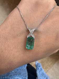 Emerald Pendant Necklace Baguette Cut 925 Sterling Silver Luxury Jewelry Women Elegant <b>Wedding</b> Gift Durable Design - Product Image 2
