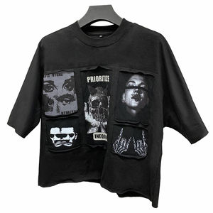 Camisetas de Gran Tamaño para Hombre, Estilo Urbano, de Algodón Premium, con Parches, Fabricantes de Camisetas de Diseñador de Alta Calidad con Logotipo Personalizado - Product Image 6