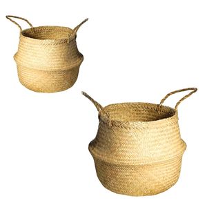 Decorative Handmade SEAGRASS BELLY <b>BASKETS</b> for Plant Pot Cover and Decor, Foldable Organizer <b>Basket</b> Supplier - Product Image 1