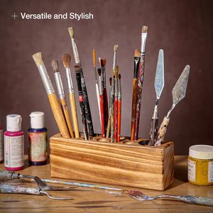 <b>Rustic</b> Wooden Pen Holder <b>Desk</b> Organizer for Art Supplies Stationery Stylish Office <b>Desk</b> Decor Unique Gift Idea - Product Image 6