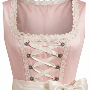 Vestido Dirndl Rosa Pastel OEM, Traje Tradicional Bávaro, Ropa de Oktoberfest para Mujer, Delantal de Encaje, Fabricante de Vestidos Folclóricos Alemanes - Product Image 5