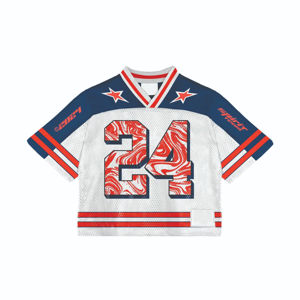 Ventes en gros de t-shirts de football américain personnalisés avec logo, streetwear, coupe courte, respirants, en mesh, pour hommes - Product Image 6