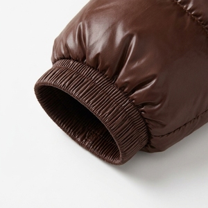 Brown Quilted Puffer Jacket With Hood Full Sleeve Zipper Winter <b>Coat</b> <b>For</b> <b>Women</b> Solid Color Polyester Wadding Thick Coated - Product Image 5
