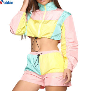 Conjunto Corto Cortavientos de Tallas Grandes para Primavera/Verano, Ligero, de Nailon Estampado, Personalizado, Ropa Urbana para Mujer, Transpirable para Gimnasio - Product Image 4