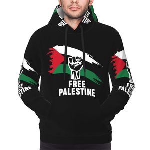 Sweat-shirt à capuche Free Palestine pour homme, noir, imprimé par sublimation, coupe décontractée, en polyester tricoté, pour l'automne - Product Image 3