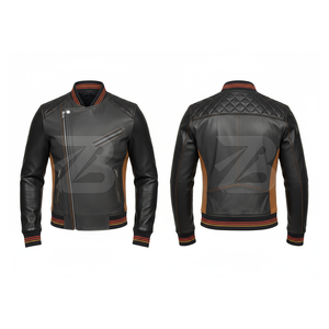 Top Brand Men's Vintage Leather Motorcycle Windbreaker <b>Jacket</b> Waterproof Breathable Flame-Retardant Brown Large - Product Image 1