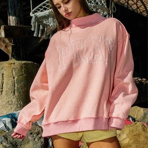 เสื้อสเวตเชิ้ตคอกลมสีชมพูขนาดใหญ่ ปักลายตัวอักษร Pray แบบ unisex ผ้าถักนิตติ้ง คอตตอน ใส่ได้ในฤดูใบไม้ร่วง แพ็ค 2 ชิ้น คุณภาพสูง - Product Image 1