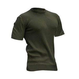 T-shirt à manches courtes en tricot vert olive pour homme, col rond, coupe ajustée, vêtement décontracté, couleur unie - Product Image 3