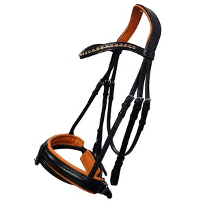 Premium Luxury Black Genuine Leather Horse Bridle with Elegant White Pearl <b>Studded</b> Design Comfortable fit for Horse Riding. - Product Image 5