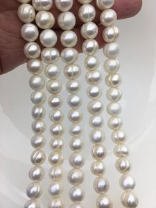 Perles de culture d'eau douce naturelles blanches AA, 9,5-10,5 mm, forme pomme de terre, haute brillance, brin lâche, pour la fabrication de bijoux, vente en gros - Product Image 3