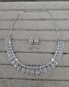 Lucentarts Elegant Ruby Red Cubic Zirconia <b>Choker</b> Necklace Earrings Set Bollywood Indian Bridal Jewelry Set Party Wear For Women - Product Image 1