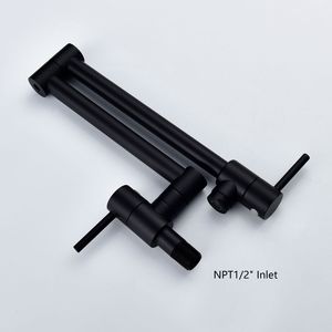 Rubinetto da Cucina a Parete in Ottone Nero 1/2 NPT Pieghevole con Due Maniglie per Acqua Fredda - Product Image 5