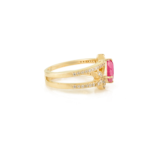 14K White Gold Floral Ruby Diamond Cluster Wedding Band Ring - Product Image 4