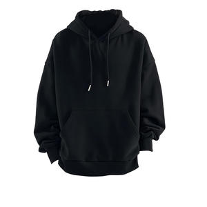 Sudadera con capucha recortada de mujer al por mayor con forro polar hecho a medida 45% algodón 55% poliéster Black Sky Script Puff Logo impreso - Product Image 4