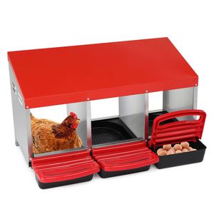 Nido per Galline a 3 Scomparti Tipo H, Cestello Estraibile in Plastica Rossa per Deposizione Uova - Product Image 5
