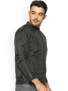 Blouson bomber noir pour homme, couleur unie, fermeture éclair, coupe-vent, décontracté, pour l'automne, coupe ajustée, longueur standard, en polyester. - Product Image 6