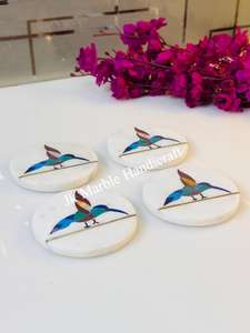 ชุดจานรองแก้วหินอ่อนตกแต่งบ้านหรูหรา ลายนกเสียงหวาน พร้อมลายทองเหลือง ราคาขายส่งที่ดีที่สุด - Product Image 6