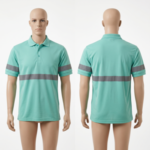 เสื้อโปโลผู้ชาย 180 GSM โพลีเอสเตอร์ อินเตอร์ล็อค สีเขียวอมฟ้า เทา สะท้อนแสง แห้งเร็ว ปักลาย สกรีน พิมพ์ลาย โลโก้แบบรีดร้อน - Product Image 1