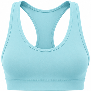 สปอร์ตบราสำหรับผู้หญิง สีฟ้าอ่อน แบบ Racerback คอกว้าง ไร้ตะเข็บ รองรับสูง เหมาะสำหรับโยคะ ระบายอากาศได้ดี แห้งเร็ว สีไล่ระดับ - Product Image 1