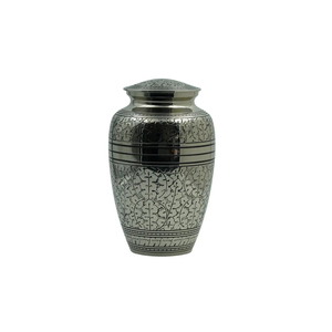 Handcrafted Pink Aluminum Adult Cremation Urn For Human Ashes Decorative <b>Memorial</b> Funeral Urn With Elegant Silver Engraved Bands - Product Image 5