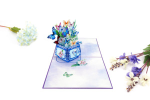 Kiricard vietnamita amor estilo 3D Flor Mariposa Pop-Up tarjetas de felicitación hermosa impresión Offset artesanía papel recuerdos - Product Image 3