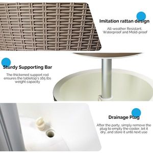 Outdoor Adjustable Height Cooler Table 8 Gallon Beer Wine Cooler All-Weather Resistant Patio <b>Bar</b> Outdoor <b>Cool</b> Furniture - Product Image 5