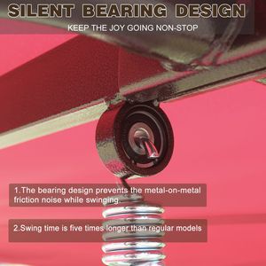 Red Outdoor Patio 3-Seater Metal Swing Chair with <b>Cushion</b> and Adjustable Canopy for Swing <b>Beds</b> - Product Image 4