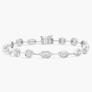 Mixed Shape Diamond Fashion Bracelet with Round and Baguette Diamonds in White Gold - Product Image 1