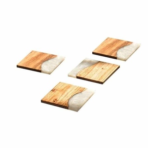 Premium Wooden Resin Coaster Set with Natural Acacia Wood Heat Resistant Eco-Friendly Contemporary Design for Home & Restaurants - Product Image 1