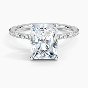 Anillo BOJ 0126 con Corte Radiante, Plata 925, Anillo Solitario de Lujo con Engaste de Puntas, Diamante de 2ct, Color D, VVS1, Moissanita, Certificado GRA - Product Image 1
