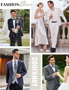 Men athletic fit <b>pant</b> coat suit stretch fabric modern business wear - Product Image 5