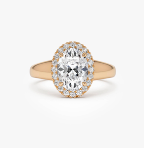 Bague de mariage vintage en or plaqué 14 carats avec diamant de laboratoire VVS1 certifié IGI, coupe ovale, bijoux fins - Product Image 2