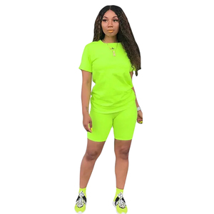 2026 Custom Trendy High Quality Breathable Summer Women Skinny Shorts <b>Set</b> Knee Casual Style Solid Pattern <b>Twin</b> <b>Sets</b> - Product Image 1