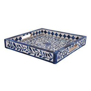 Plateau exquis en nacre, orné de motifs en mosaïque décoratifs, pour un service élégant sur la table et une décoration intérieure raffinée. - Product Image 2
